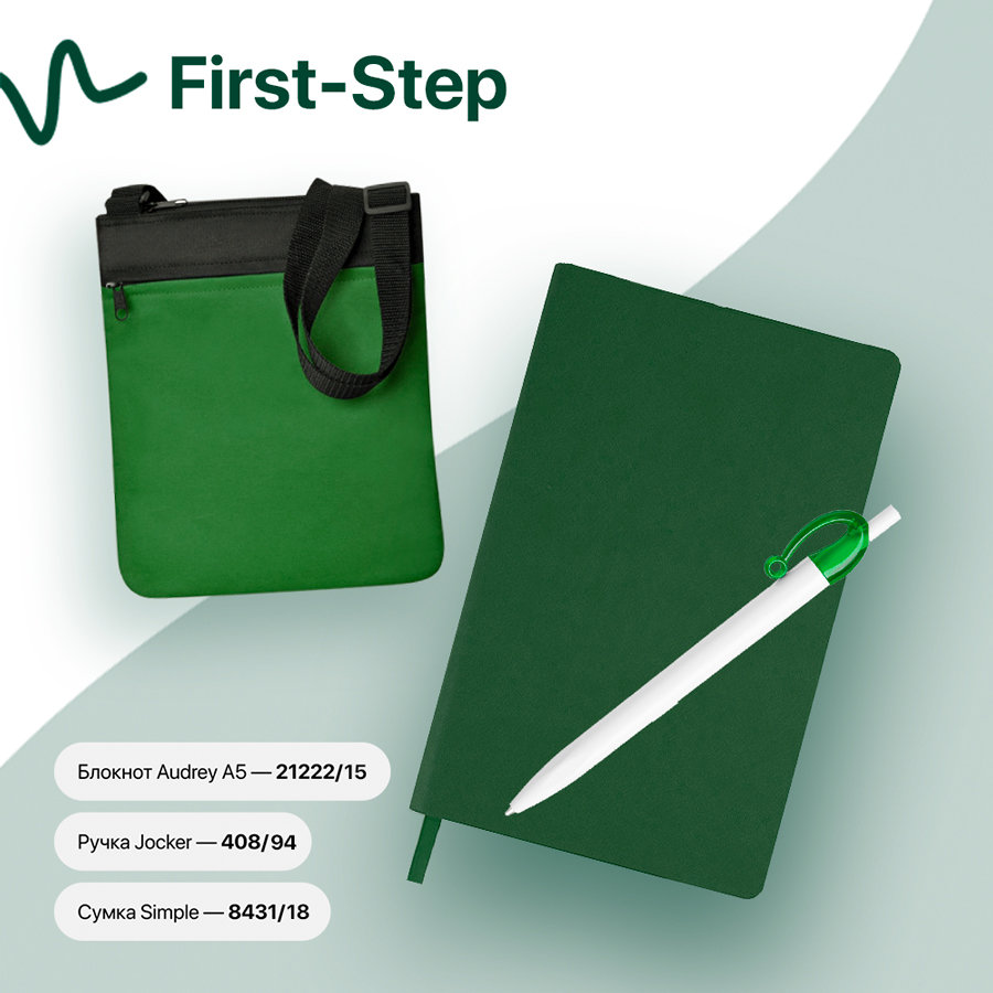 Набор подарочный FIRST-STEP: бизнес-блокнот, ручка, сумка, красный