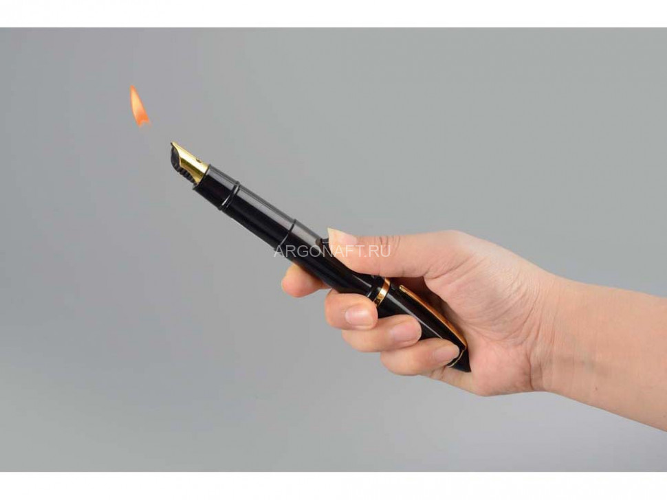 Набор: ручка-зажигалка, пепельница Акра, черный/золотистый