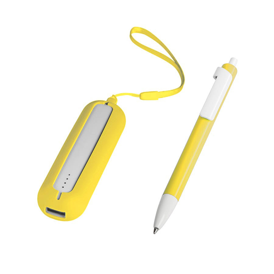 Набор SEASHELL-1: универсальное зарядное устройство (2000 mAh) и ручка в подарочной коробке