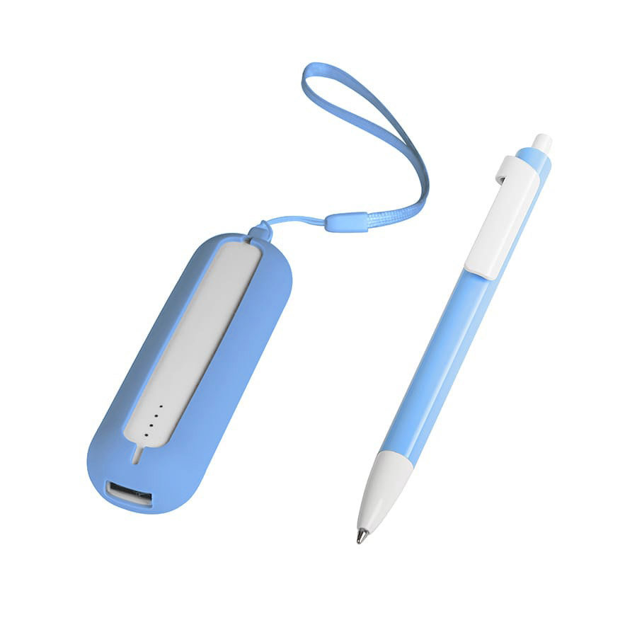 Набор SEASHELL-1: универсальное зарядное устройство (2000 mAh) и ручка в подарочной коробке