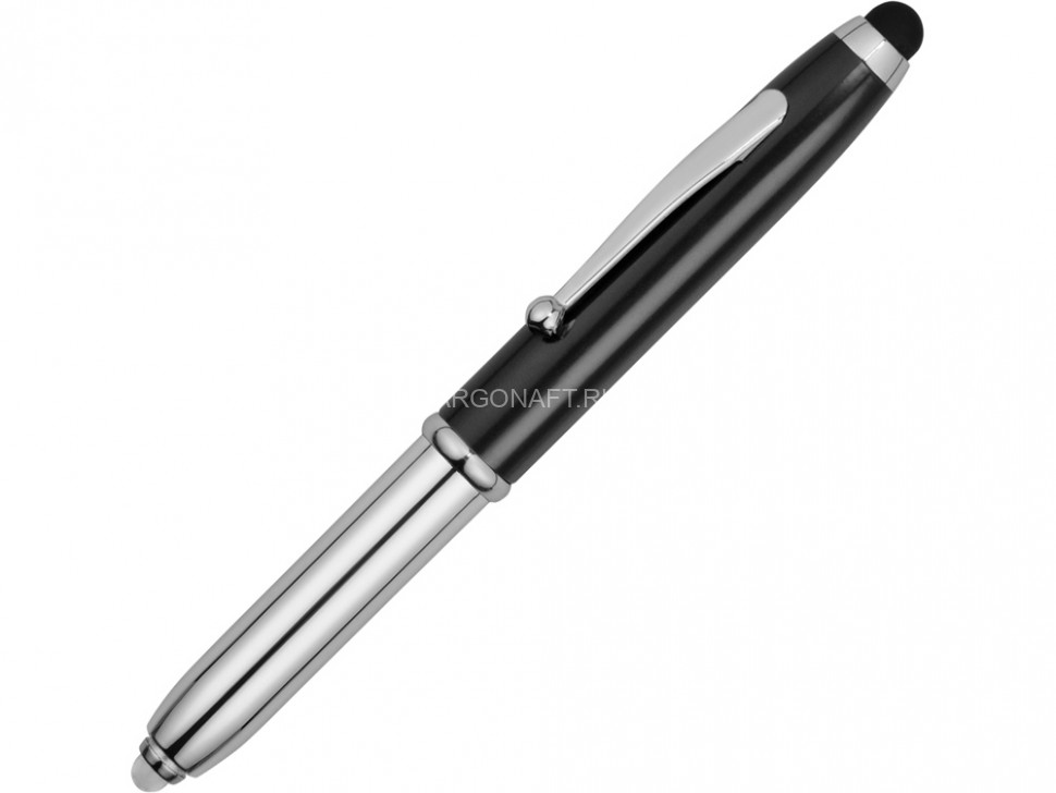 Ручка-стилус шариковая Xenon, черный/серебристый, синие чернила