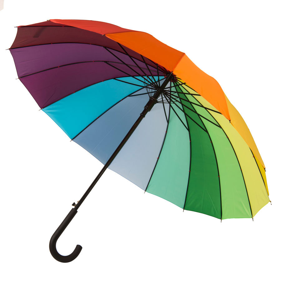 Зонт-трость "Радуга", пластиковая ручка, полуавтомат