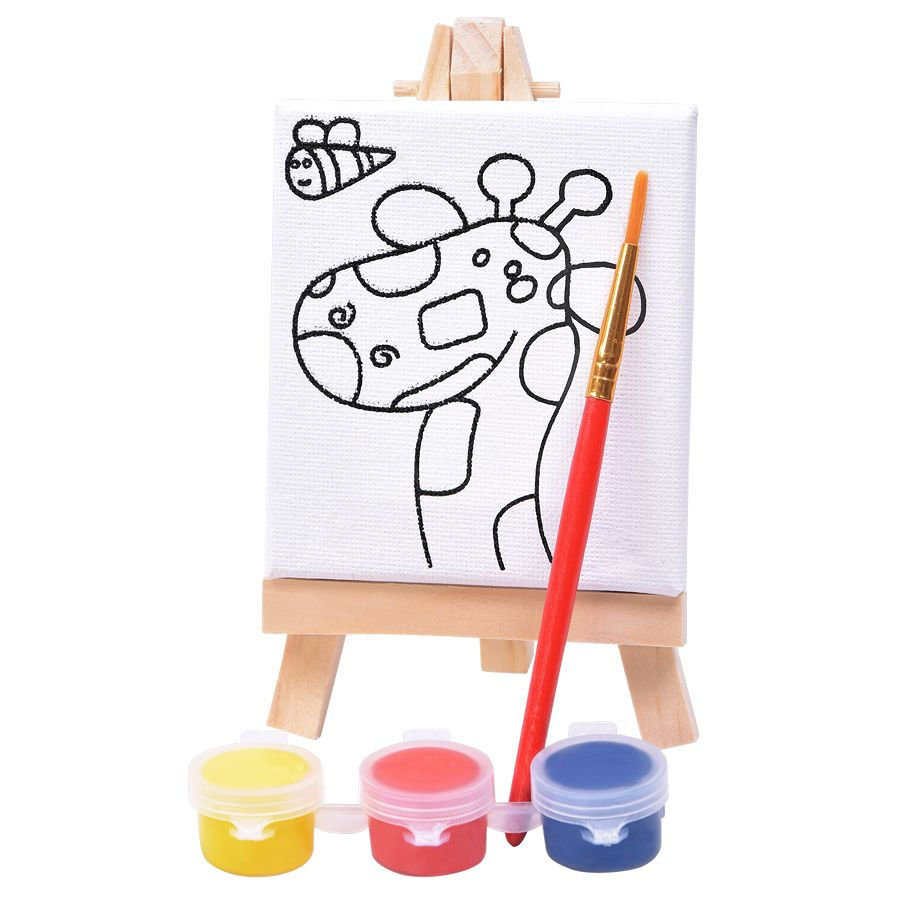 Набор для раскраски "Жираф":холст,мольберт,кисть, краски 3шт