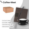 Набор подарочный COFFEE-MEET: бизнес-блокнот, ручка, чайная/кофейная пара, коробка, стружка, красный